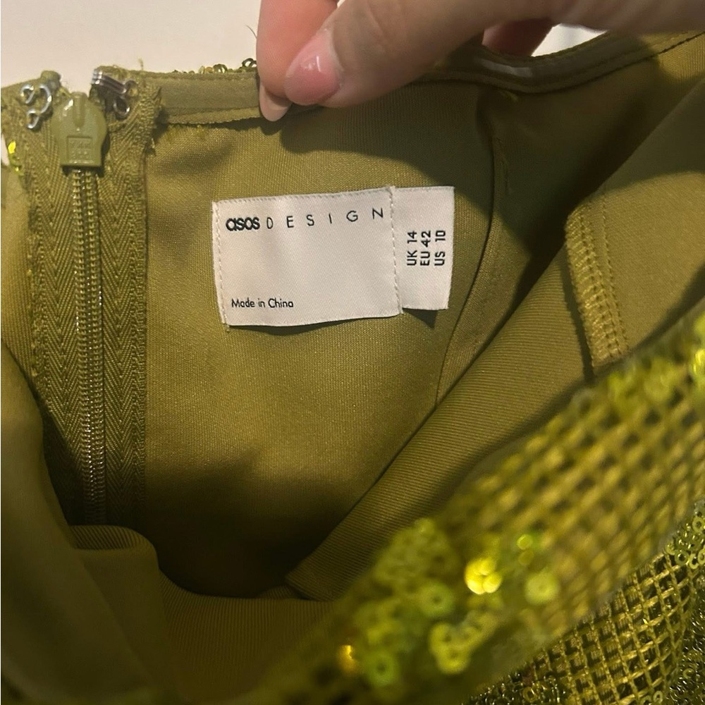 Green Sequin Floral Strapless Dress - Picture 2 of 2